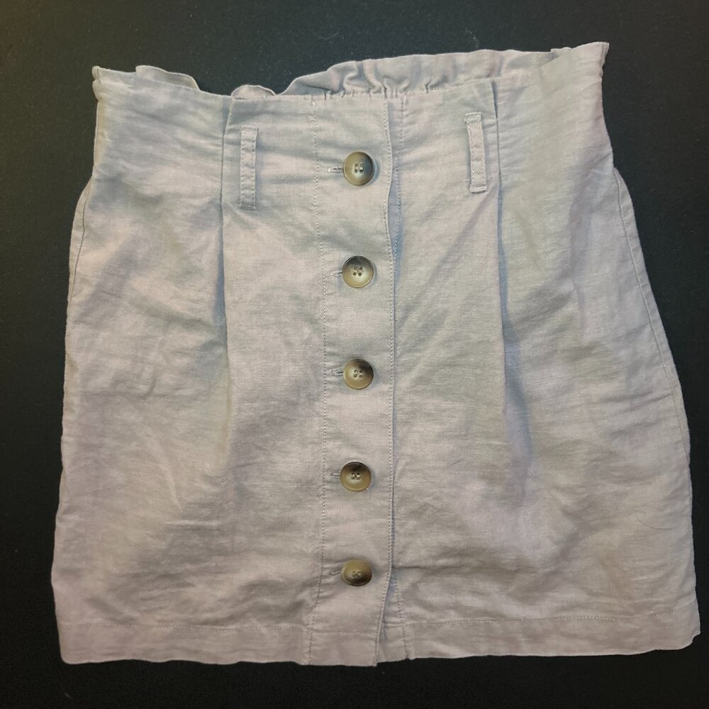 Top Shop Light Pink Ruffle Stretchy Waist Button Up Mini Skirt, Size 2